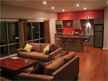Open plan lounge and kitchen area