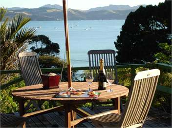 View from front deck - outdoor dining with gas BBQ