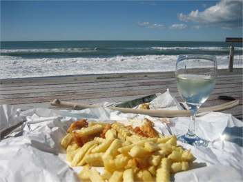 Local Fish and Chips on the deck