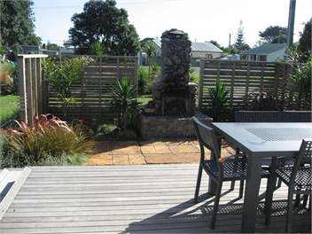 Front deck with outdoor furniture