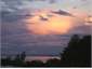 Sunset over lake from deck