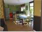 Cheerful colours in the dining and kitchen area