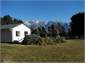Looking from the back of the cottage to Mount Hutt