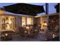 Outdoor dining with open fire