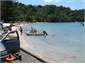 Beach activity with boat ramp