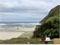 view from the deck to the mussel beds at the rocks