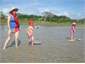 Having fun at high tide in front of the house!