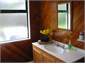 Wood paneled bathroom