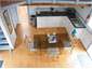 Looking down from the mezzanine to kitchen 