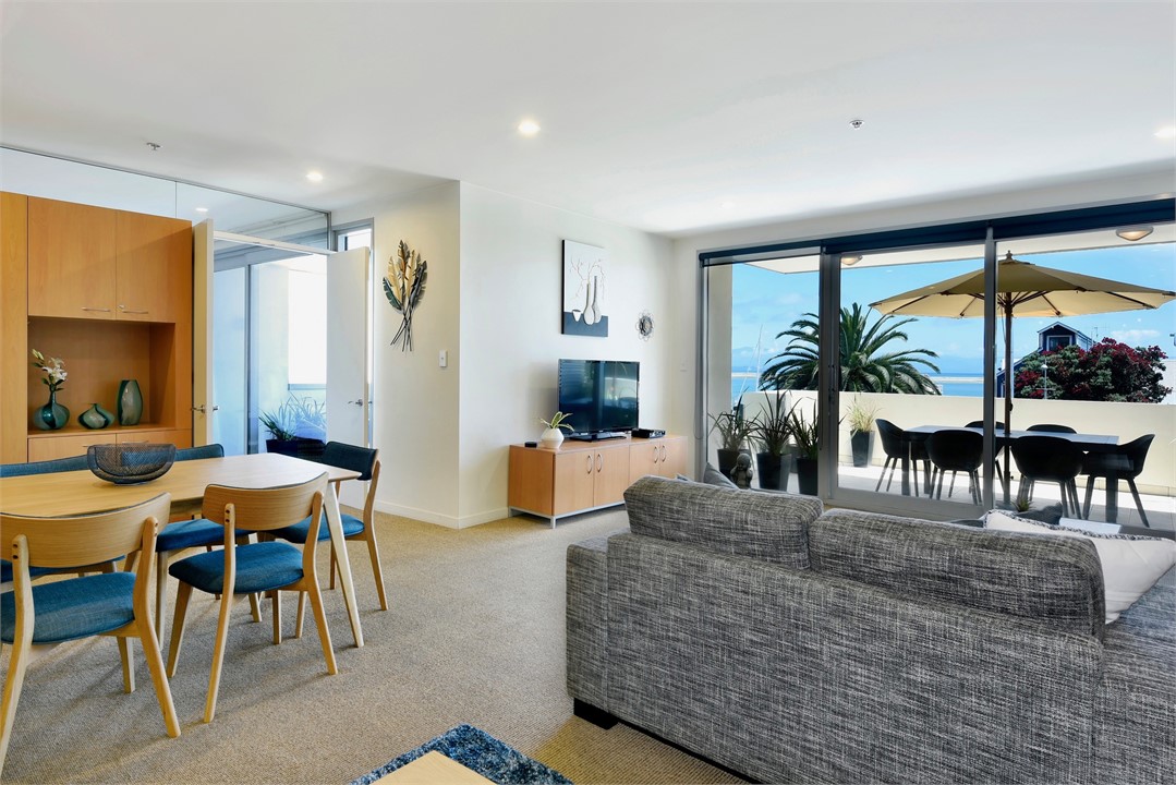 Spacious interior with sea views