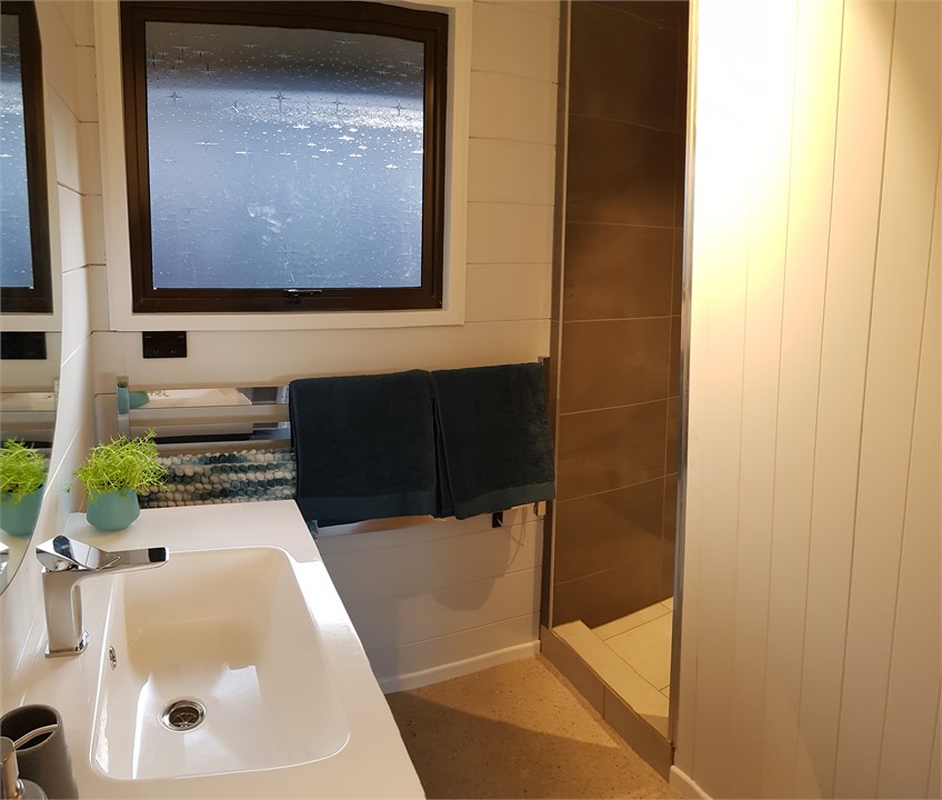 Brand new bathroom with large walk in shower.