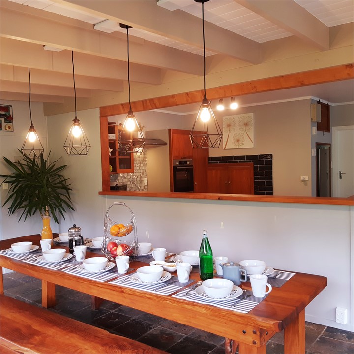 Big dining room table, comfortably fits 10 people