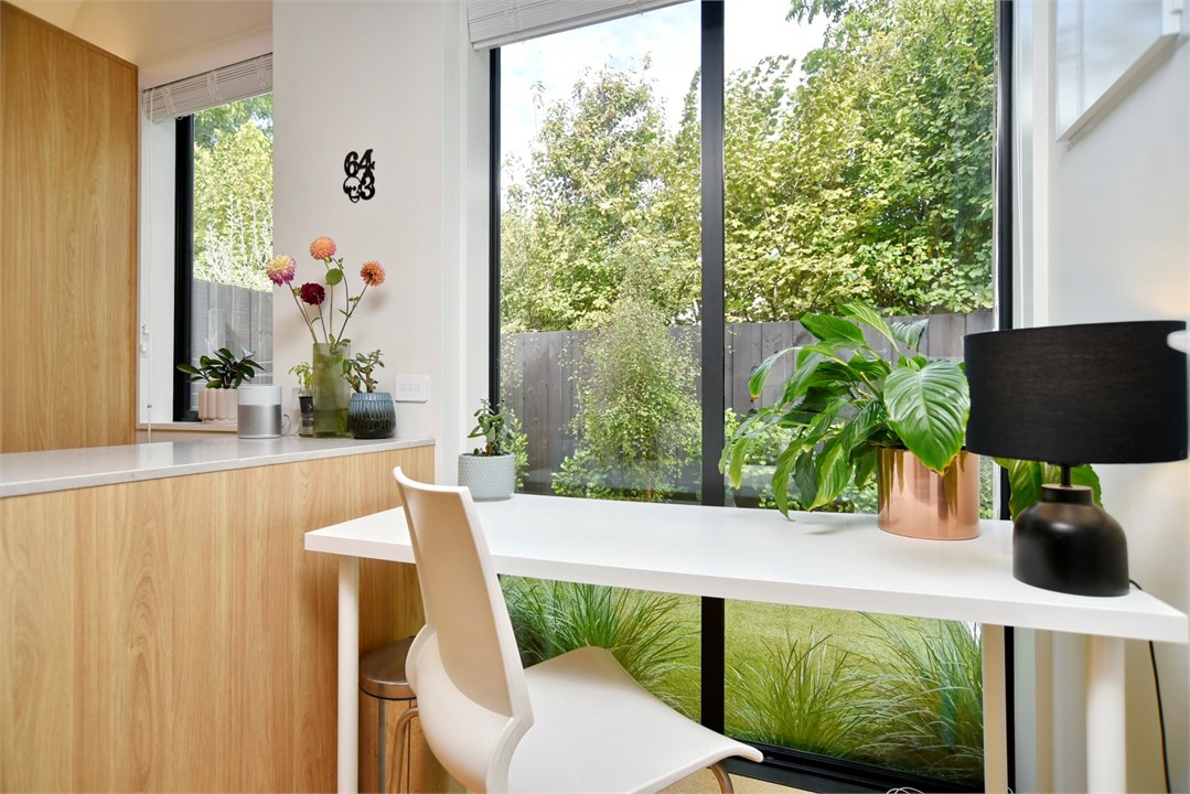 View of a desk and seating area