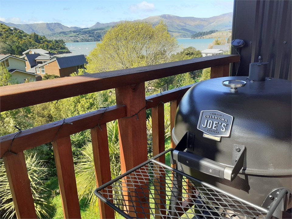 Oklahoma Joe charcoal BBQ with a view