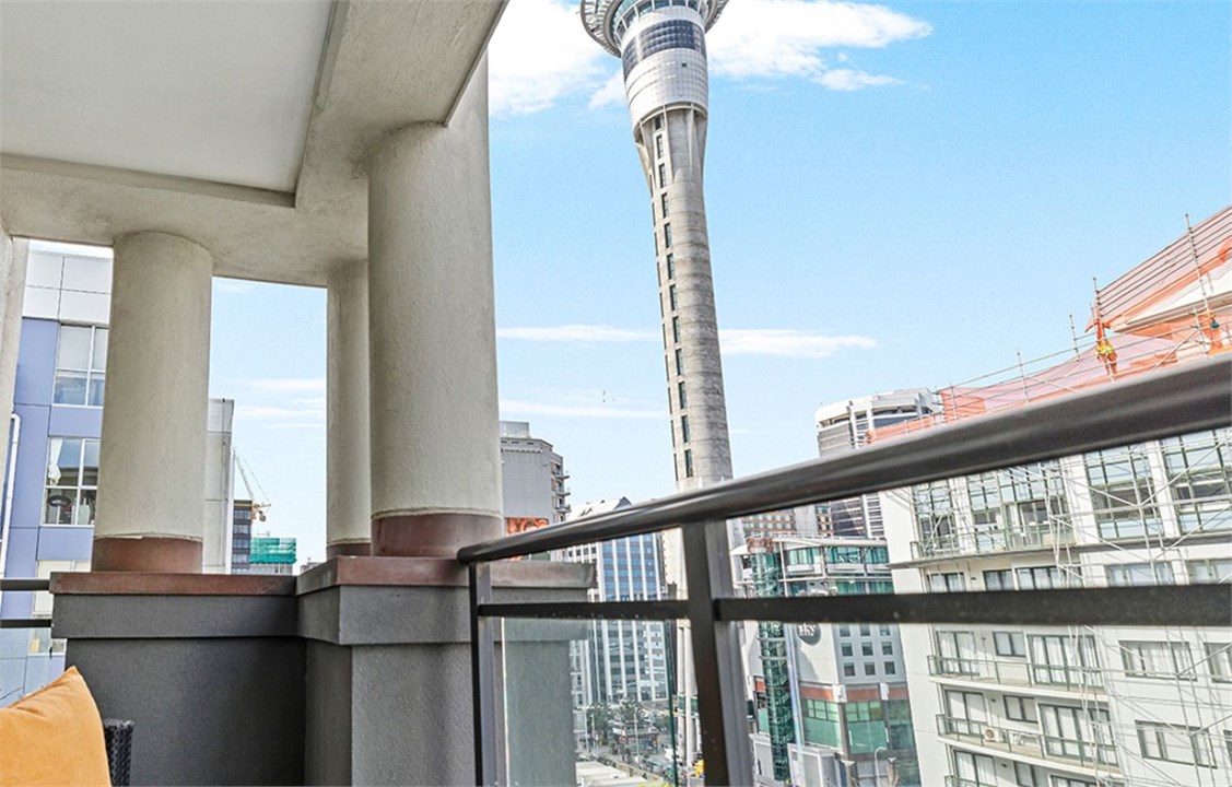 Balcony looks out to the Sky Tower