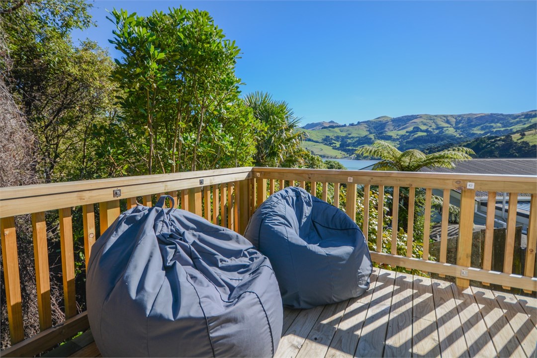 Beanbags out on the balcony