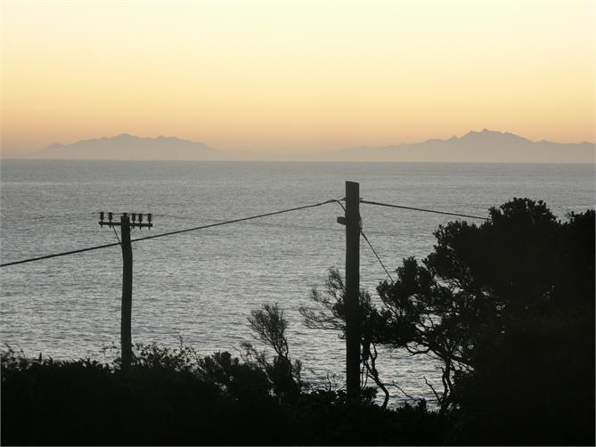 The sun set and the view to the South Island