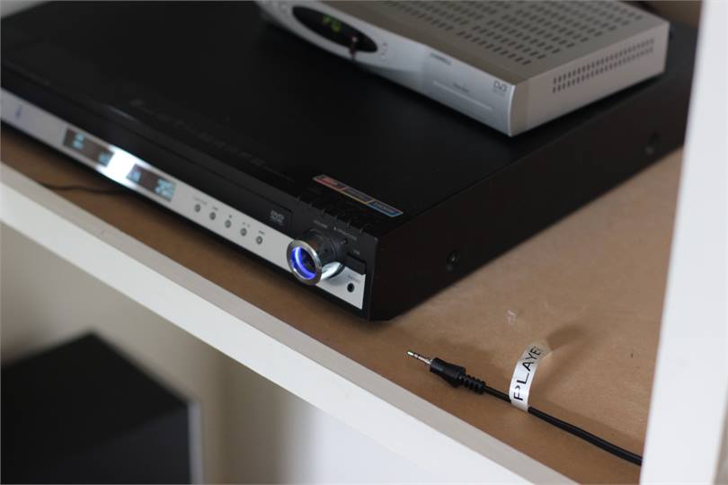 Aux headphone jack to stereo, plug in any device.