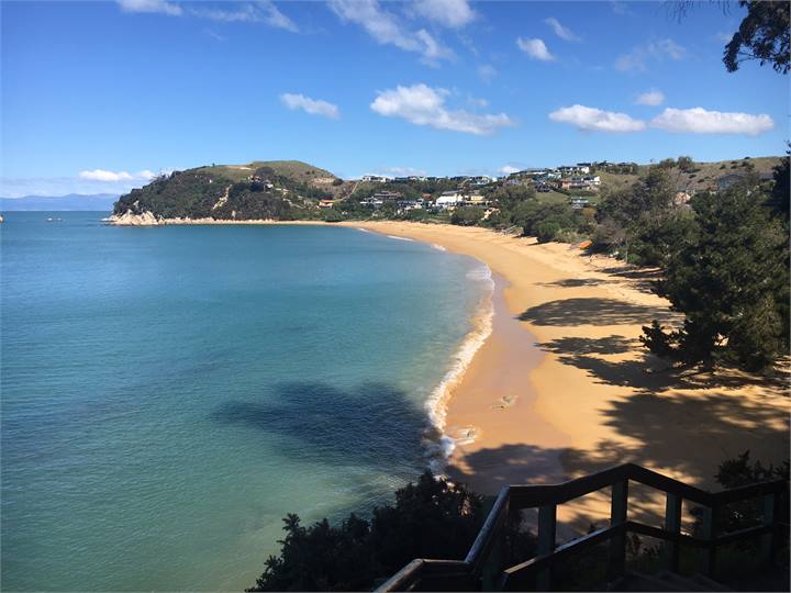 Beach 8 mins walk away