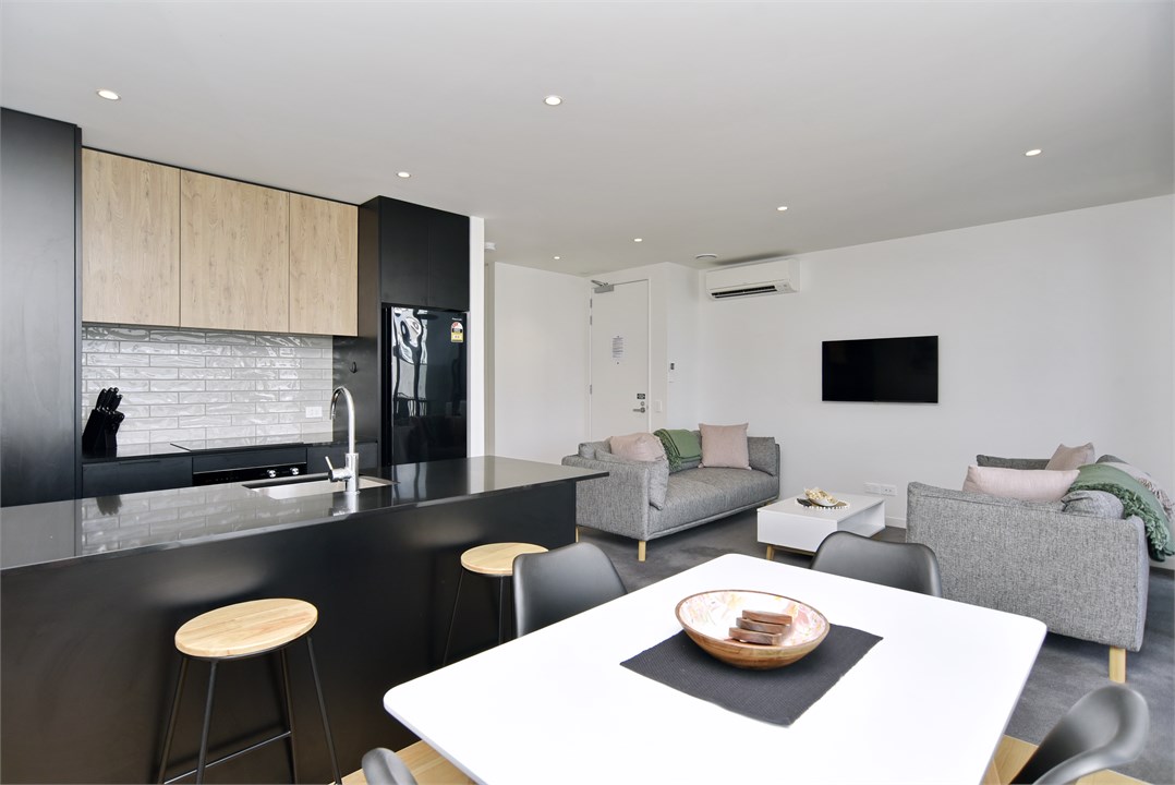 View of the living, dining and Kitchen areas