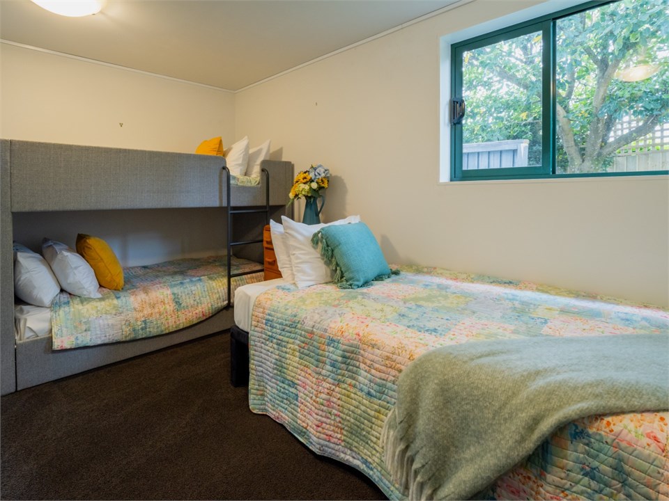 Bedroom 3 has a Bunk bed, Single bed and trundler
