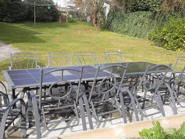 Outdoor entertainment area and orchard