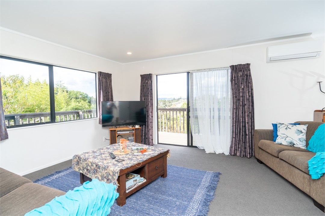 Living room with seating area and a TV