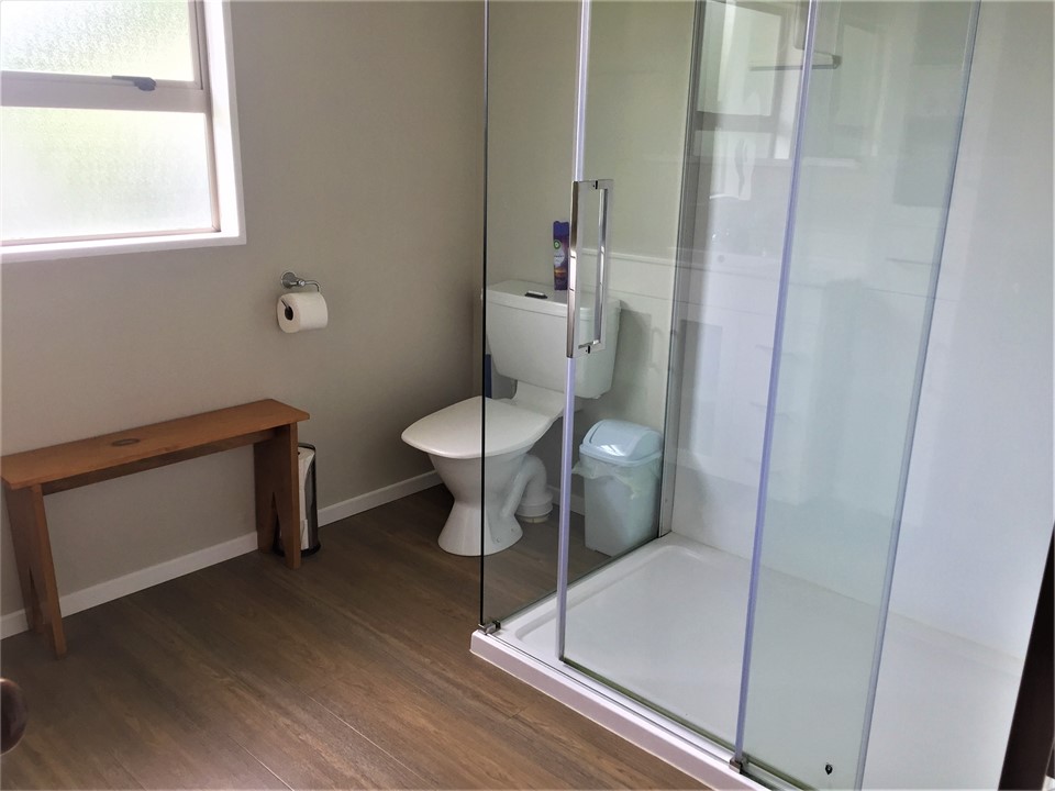 Spacious bathroom with large awesome shower