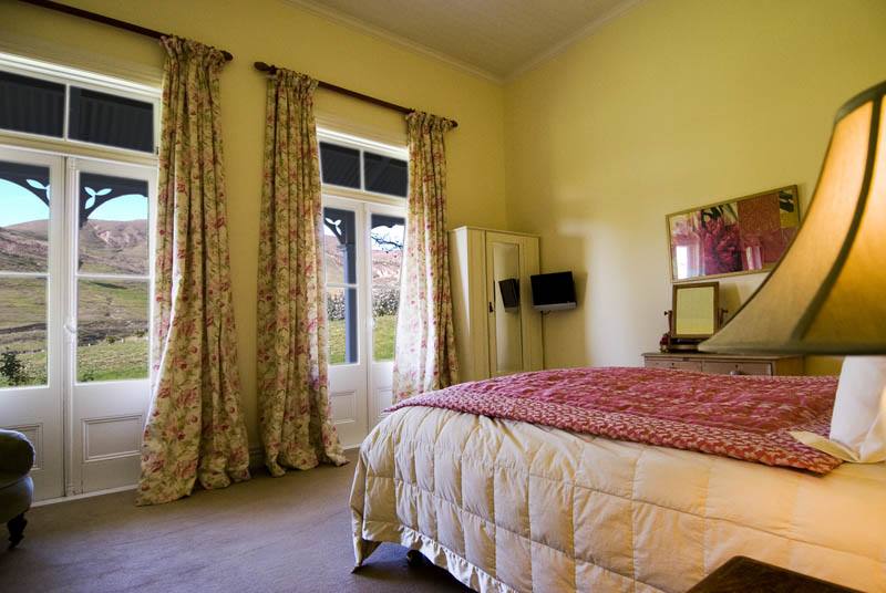 Floral room has a clawfoot bath and lovely views