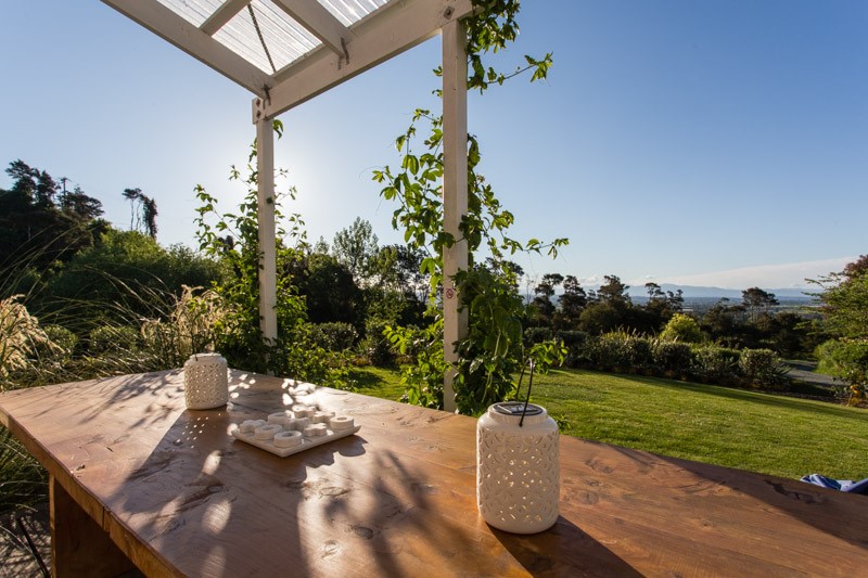 The Sunny verandah with views of the Kahurangi Ran