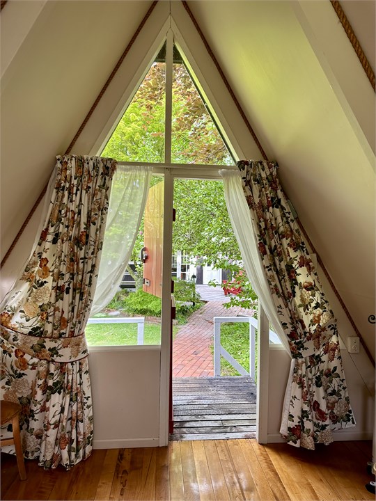 2 single beds in the cosy A frame just a few short