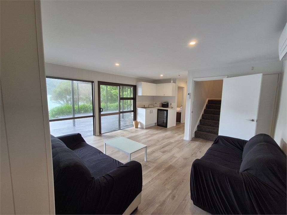 Downstairs lounge, and kitchenette