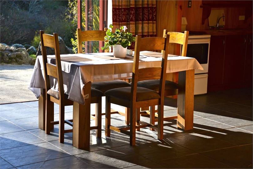 The dining area catches all day sun.