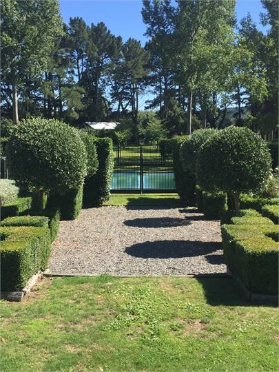 Formal gardens in parklike grounds