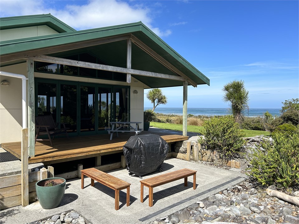 BBQ area with seating.