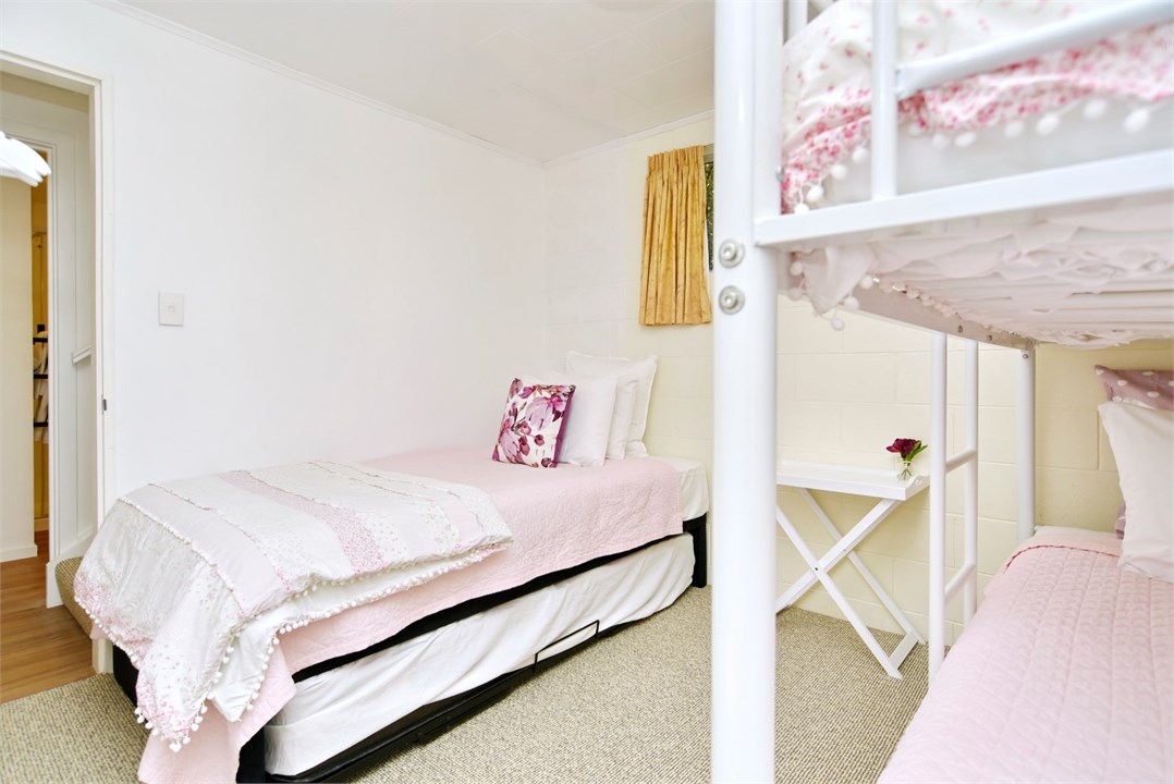 Bedroom 3 has a King single and a Single bunk