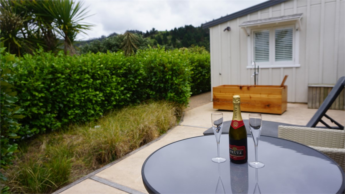 Outdoor area by bath