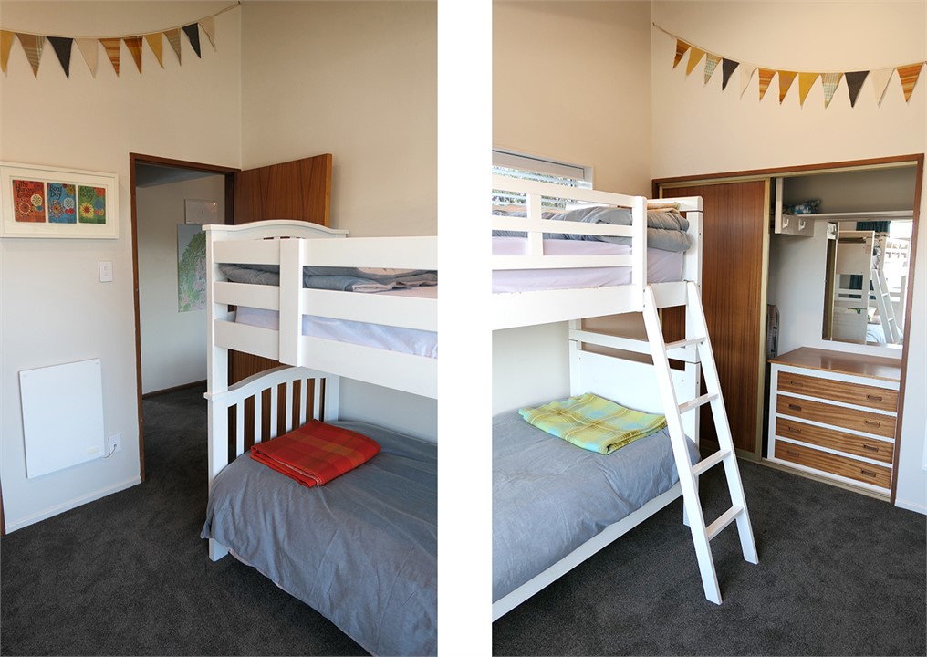 Panel wall heaters in both bedrooms