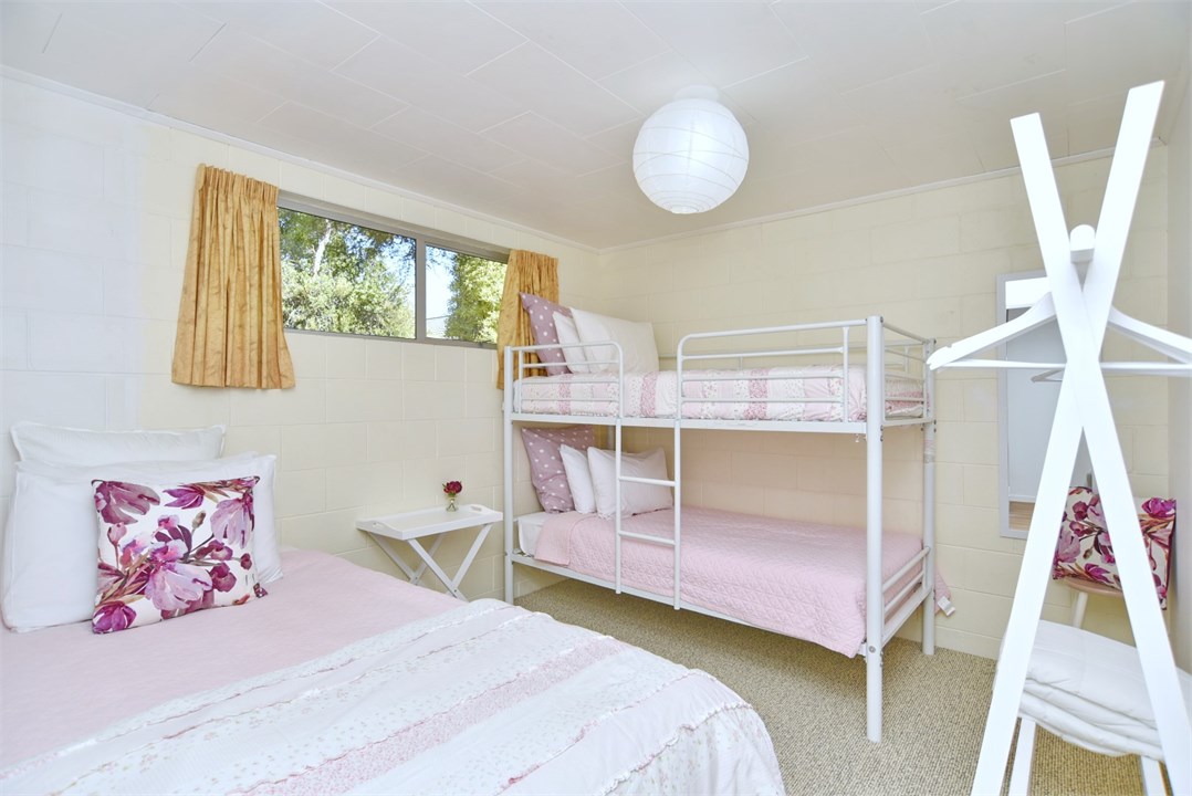 Bedroom 3 has a King single and a Single bunk