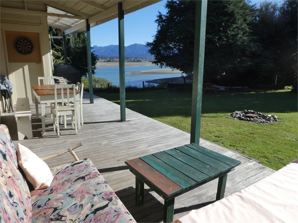 Large north facing veranda with inlet views