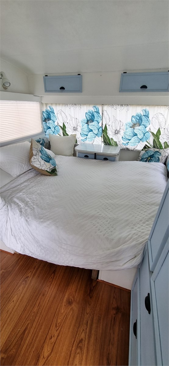 Caravan Queen Bed with memory foam topper