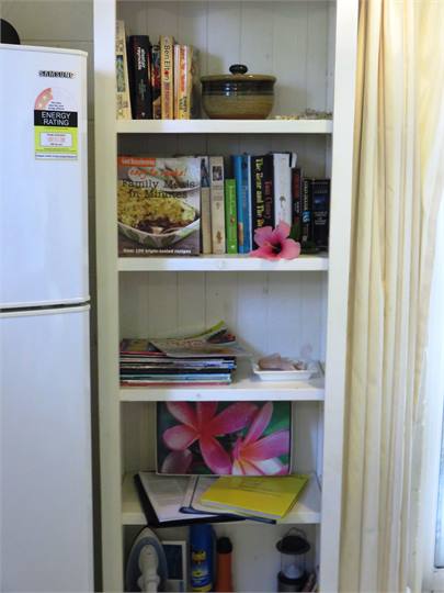 Fridge and bookcase