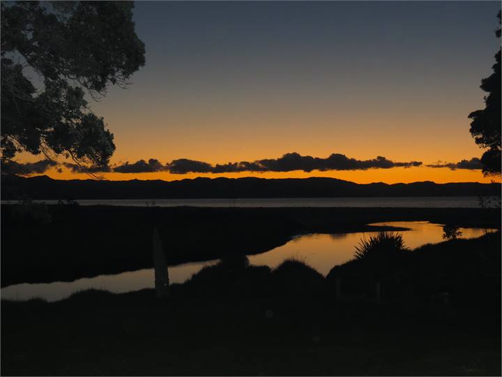 Sunset at Kuaotunu Beach from Reserve.