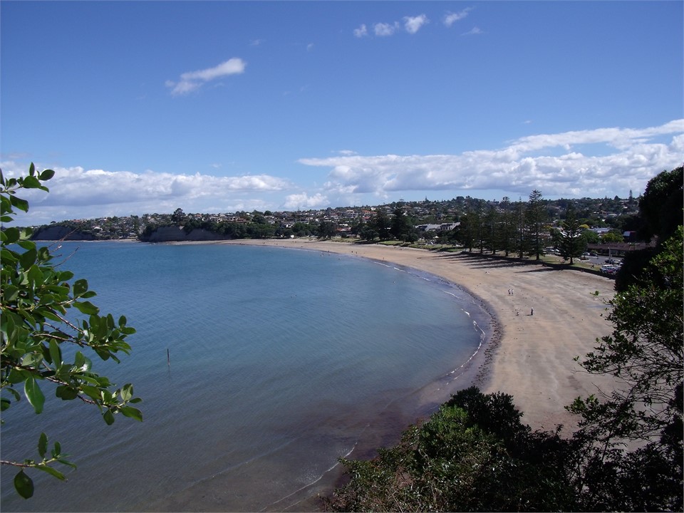 Browns Bay beach taken from top of hill