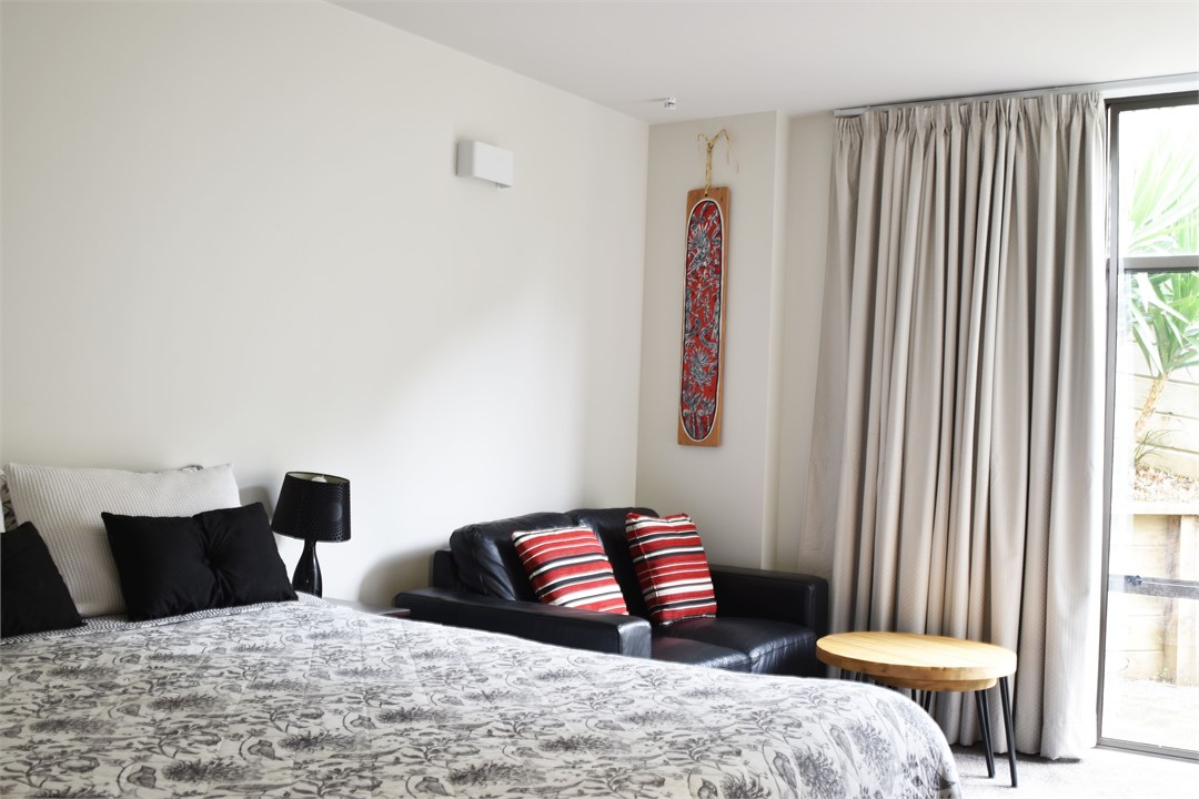 Days Bay Studio Accommodation: Open plan kitchen,