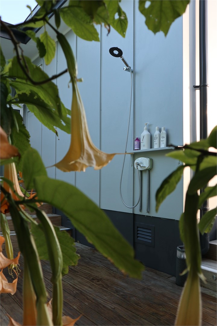 In addition to your private shower, an outdoor sho