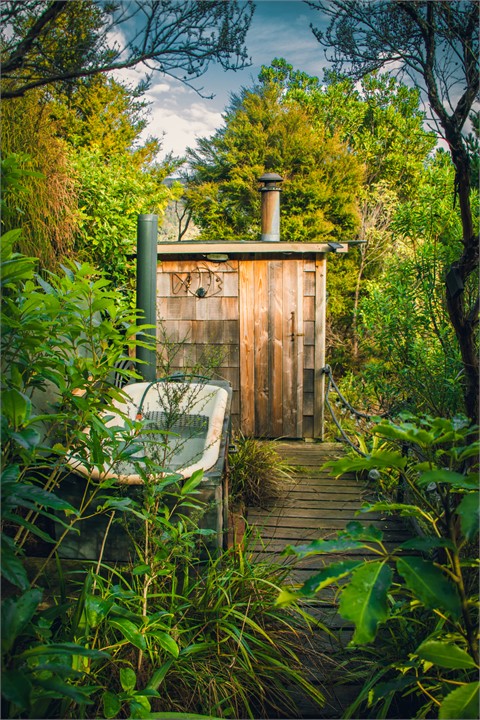 Outdoor woodfired bath and sauna