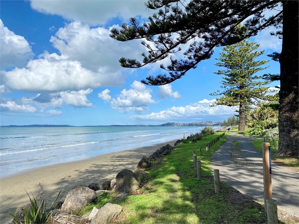 End of street beach path