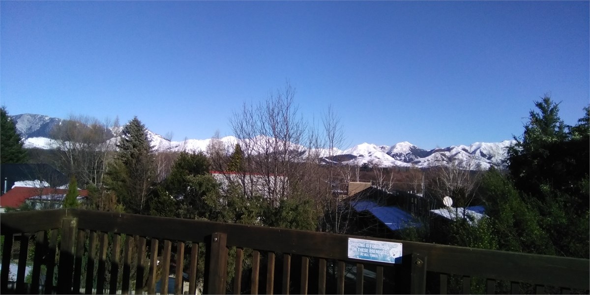 Snowy mountains from back deck