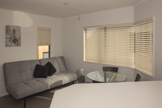 Dining area with sofa bed
